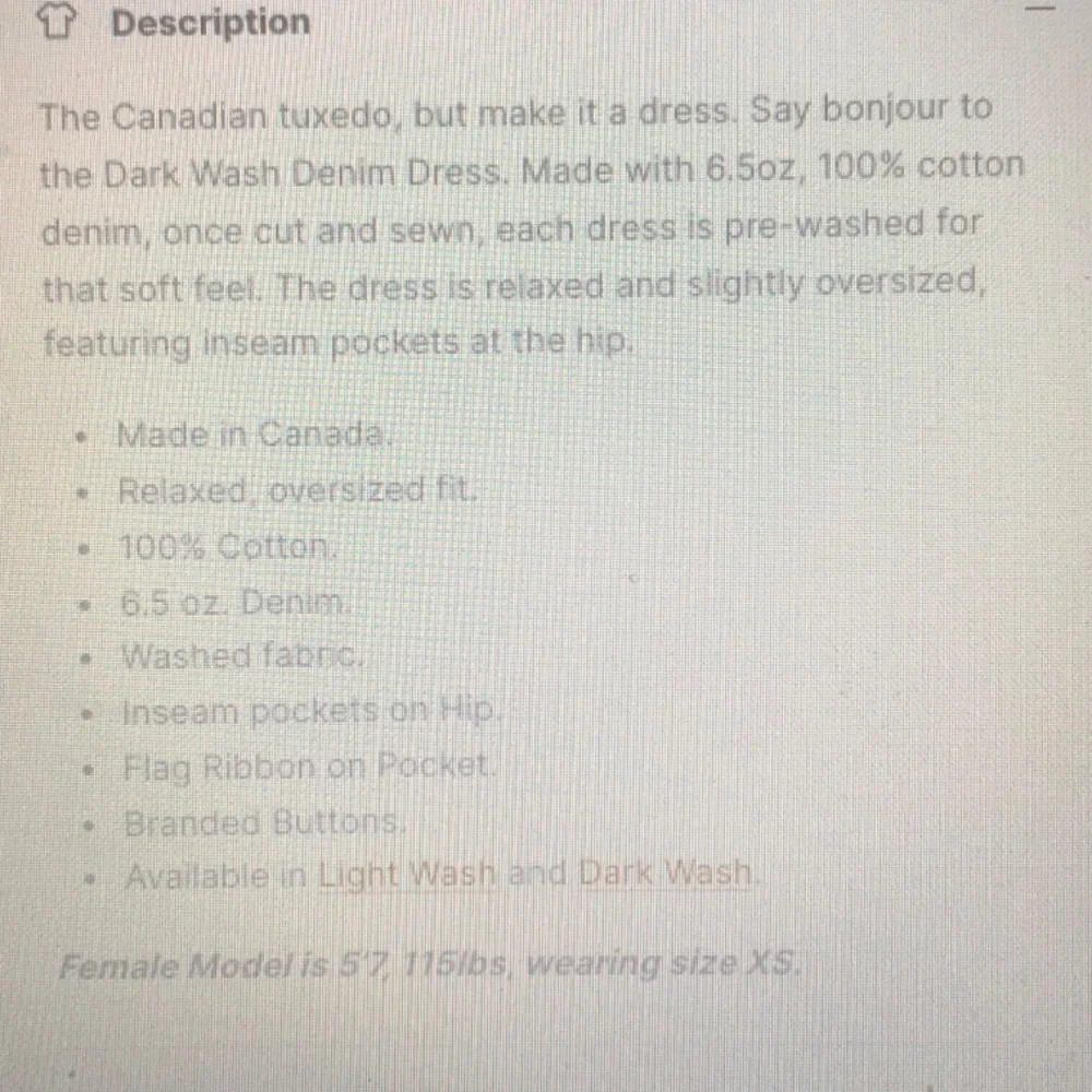 Dark Wash Denim Dress  NWTGS.  Size Small - Picture 4 of 11